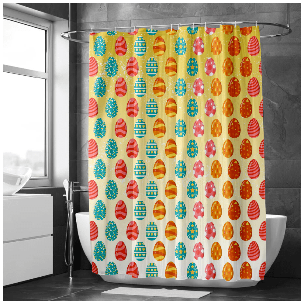 Fnyko Easter Shower Curtains Cartoon Rabbit Egg Printed Bathroom Decor