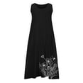 thumbnail image 6 of Feancey Linen Dress for Women Summer Sleeveless Loose Fit Maxi Dresses Dressy Casual Floral Printed Beach Sundress Flowy Vacation Tank Dresses with Pockets Black S, 6 of 6