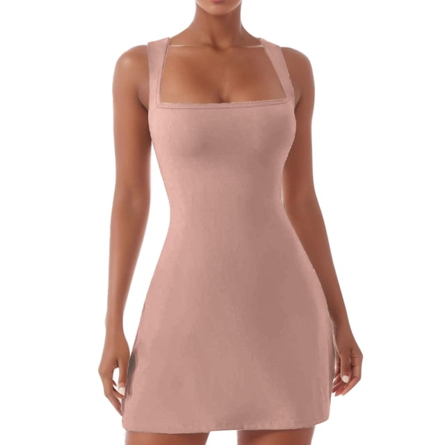 Robe Corsage à Encolure Carrée pour Femme - Robe Mini Évasée Extensible Sans Manches Type Camisole pour Fête et Boîte de Nuit
