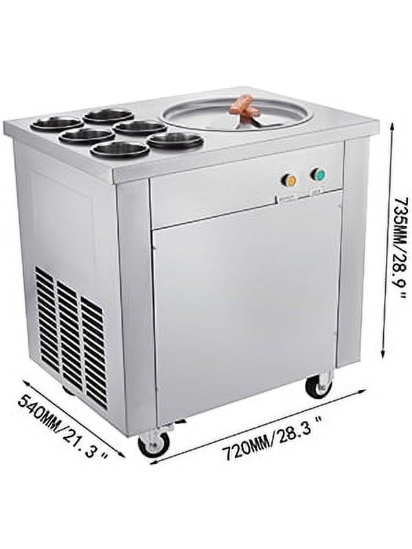 VEVOR Commercial Ice Roll Maker 740W Fried Yogurt Cream Machine 13.7" Diameter Single Pan Perfect for Bars/Cafes/Dessert Shops, 13.7 inch, Silver