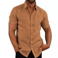 thumbnail image 1 of Camisa de hombre Sonducket Banquete Verano Botón abajo manga corta Marrón XXL, 1 of 5
