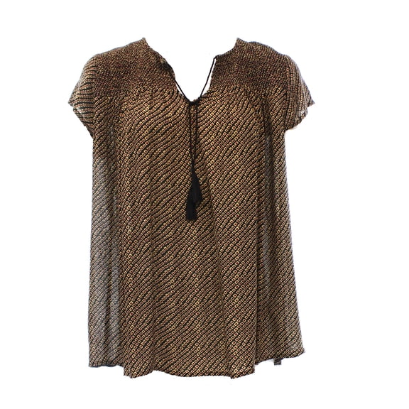 Lucky Brand Womens Ditsy Diamond Top Black/Multi M