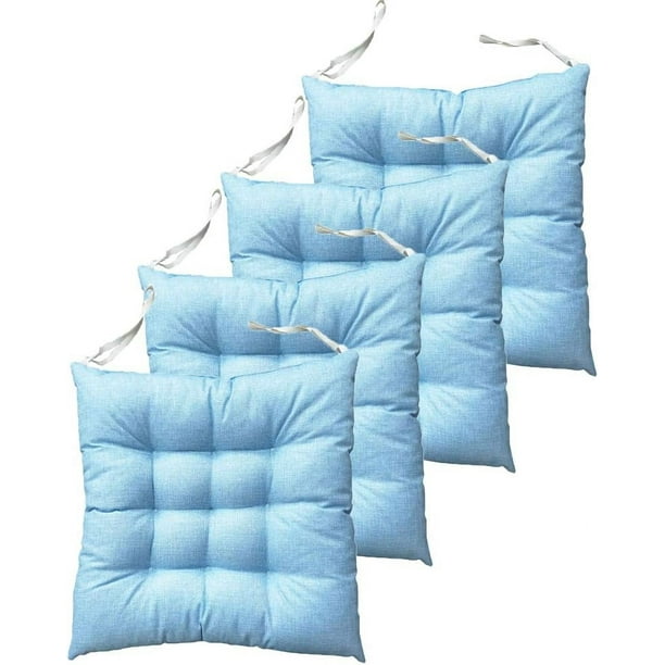Xiao Hua Juego de 4 cojines cuadrados de capitoné para silla, con lazos, color azul marino, 45 x 45 x 7,6 cm