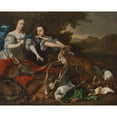 thumbnail image 2 of Melchior d'Hondecoeter 24x20 Gold Ornate Framed and Double Matted Museum Art Print Titled - Portrait of a Lady in as the Goddess Diana and Her Attendant, with the Spoils of the Chase, 2 of 4