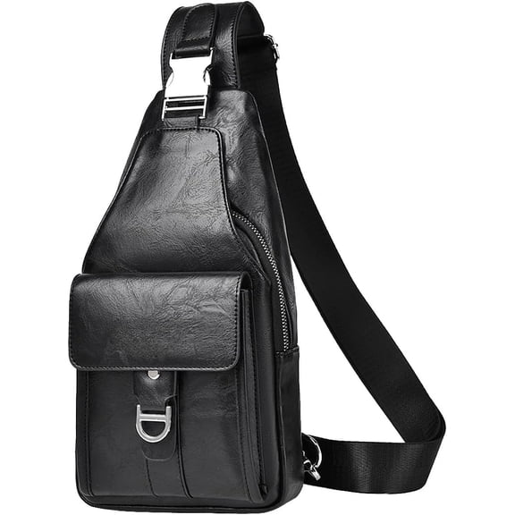 Genuine Leather Sling Bag for Men  Waterproof Crossbody Chest Bag for Hiking & Cycling