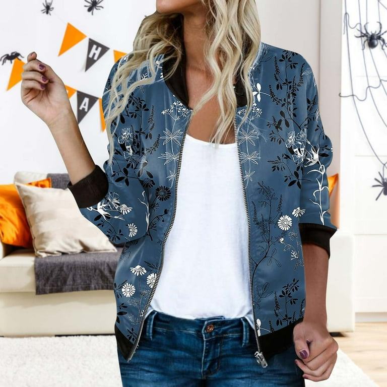Blue plant shop printed coat