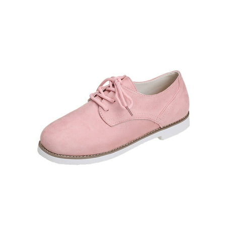 

Rotosw Ladies Walking Shoe Brogue Sneakers Lace Up Flats Women Casual Shoes Womens Breathable Comfort Pink 8.5