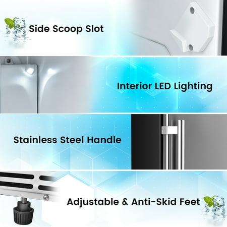 Costway - Built-in Ice Maker Free-Standing/Under Counter Machine 80lbs/Day w/ Drain Pump - Silver/Black