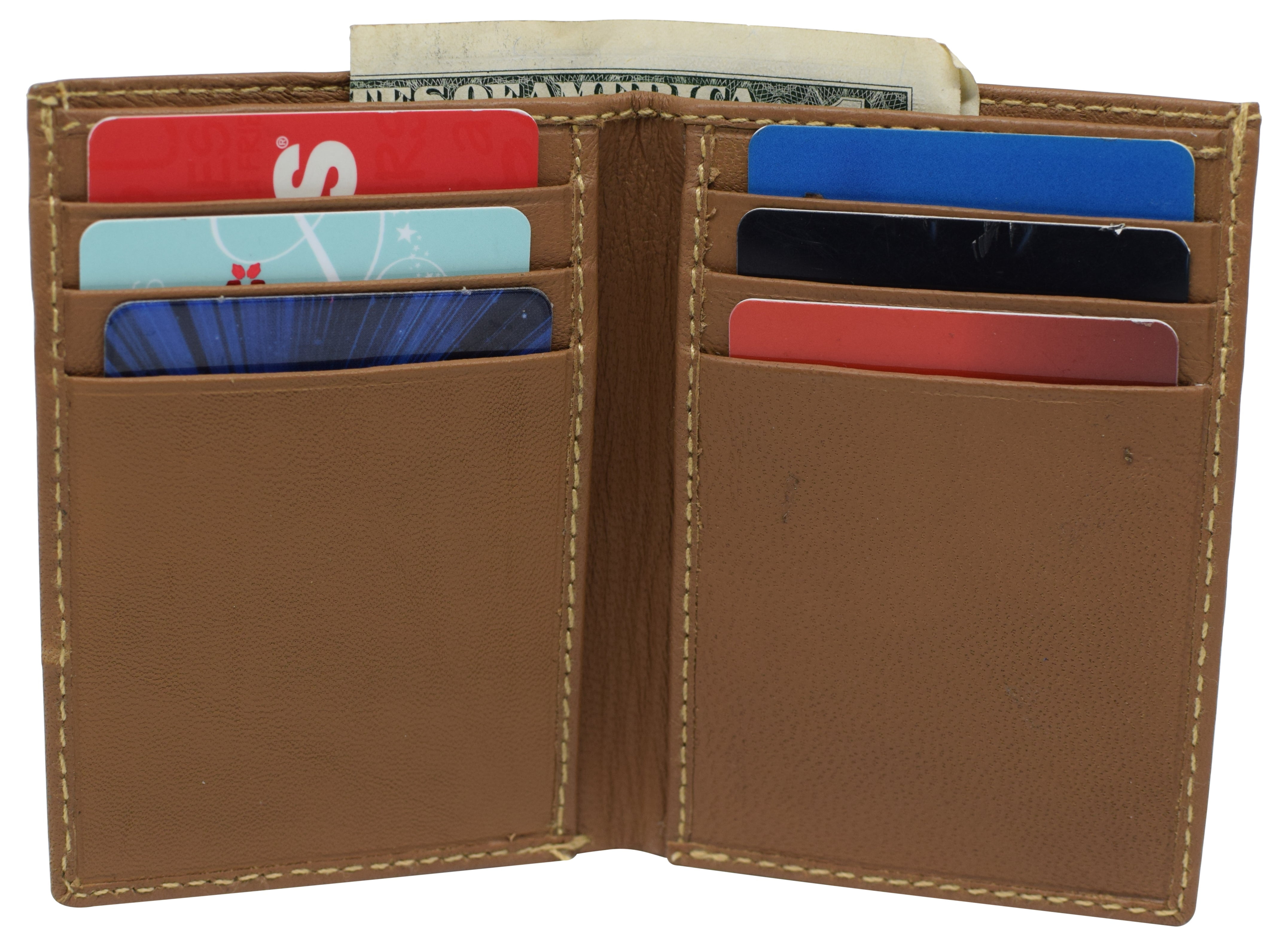 RFID Blocking Mens Slim Bifold Wallet Genuine Leather Front Pocket ...