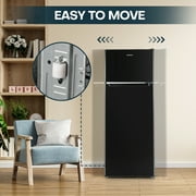 Upstreman 7.7 Cu.ft Top Freezer Refrigerator, 2 Door Top Mount Fridge Large Apartment Refrigerator with Freezer, BD75 Black