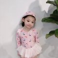 thumbnail image 1 of Alician 2 Pcs/set Children Swimsuit Cute Animal Pattern Sunscreen Long-sleeve Dress+ Cap For Girls, 1 of 9