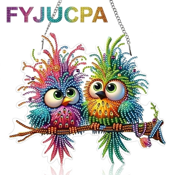 FYJUCPA DIY Hanging Diamond Art Kit Double Sided Bird Diamond Art Window Pendant Ornament Special Shape Rhinestone for Living Room Bedroom Office Yard