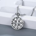 thumbnail image 3 of TANGPOET 925 Sterling Silver Compass Necklace for Men, 3 of 4