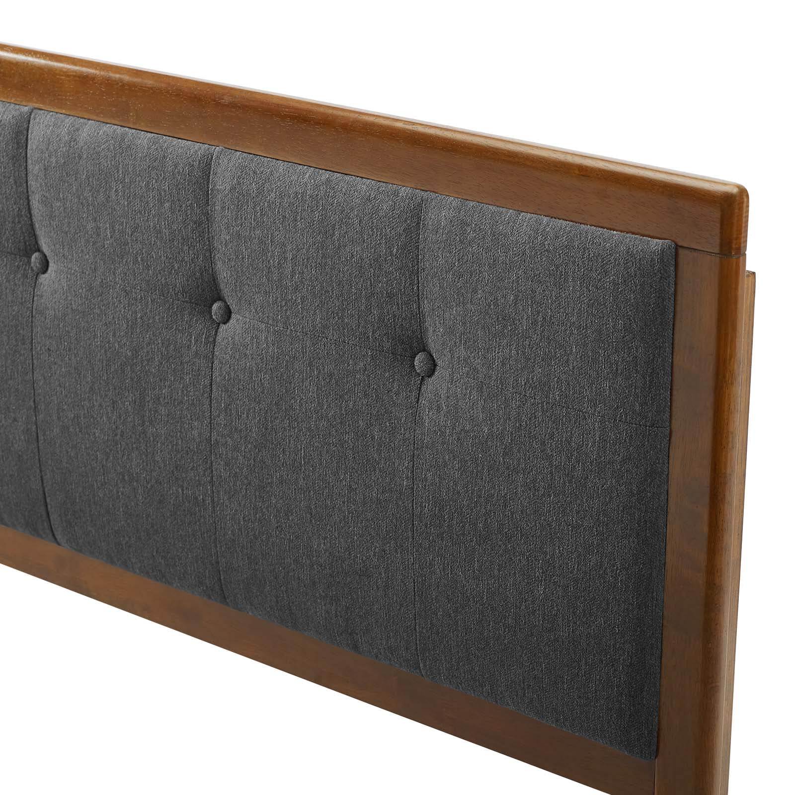 Tufted Headboard, Queen Size, Wood, Fabric, Brown Walnut Grey Gray, Modern Contemporary Urban Design, Bedroom Master Guest Suite