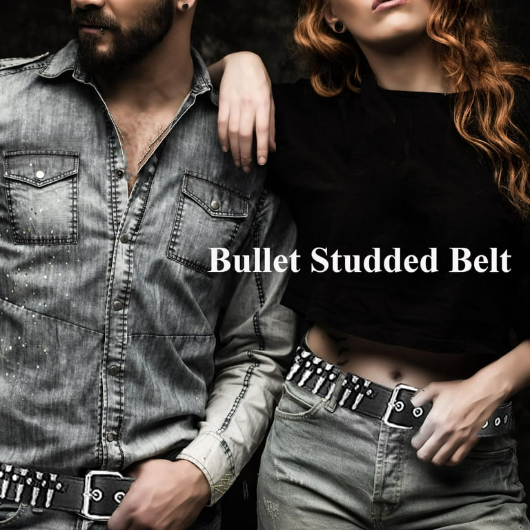 Y2K Spike Studded Punk Waist Belt for Women - Faux Leather Bullet Belt EaciTown Studded Belt Bullet Rivets Belt Y2k Secene Costume  main image 4