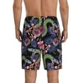thumbnail image 3 of Kdxio Snake And Flower Print Mens Sleep Shorts Bottoms Soft Comfy Pajama Wear Pants with Drawstring Pockets, 3 of 7