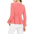 thumbnail image 3 of Allegra K Women's Work Office Button Decor Long Sleeves Peplum Blouse Top, 3 of 6