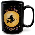 thumbnail image 4 of Halloween Witch Mug: Black Coffee Cup with Cat, Moon & Stars, 4 of 4