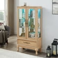 thumbnail image 2 of 52" LED Accent Curio Cabinet, 3-Tier Antique Storage Cabinet with Tempered Glass Adjustable Shelves & Drawer, Acrylic Pane, 7 Color Led Lights, China Display Case for Living Room, 2 of 9