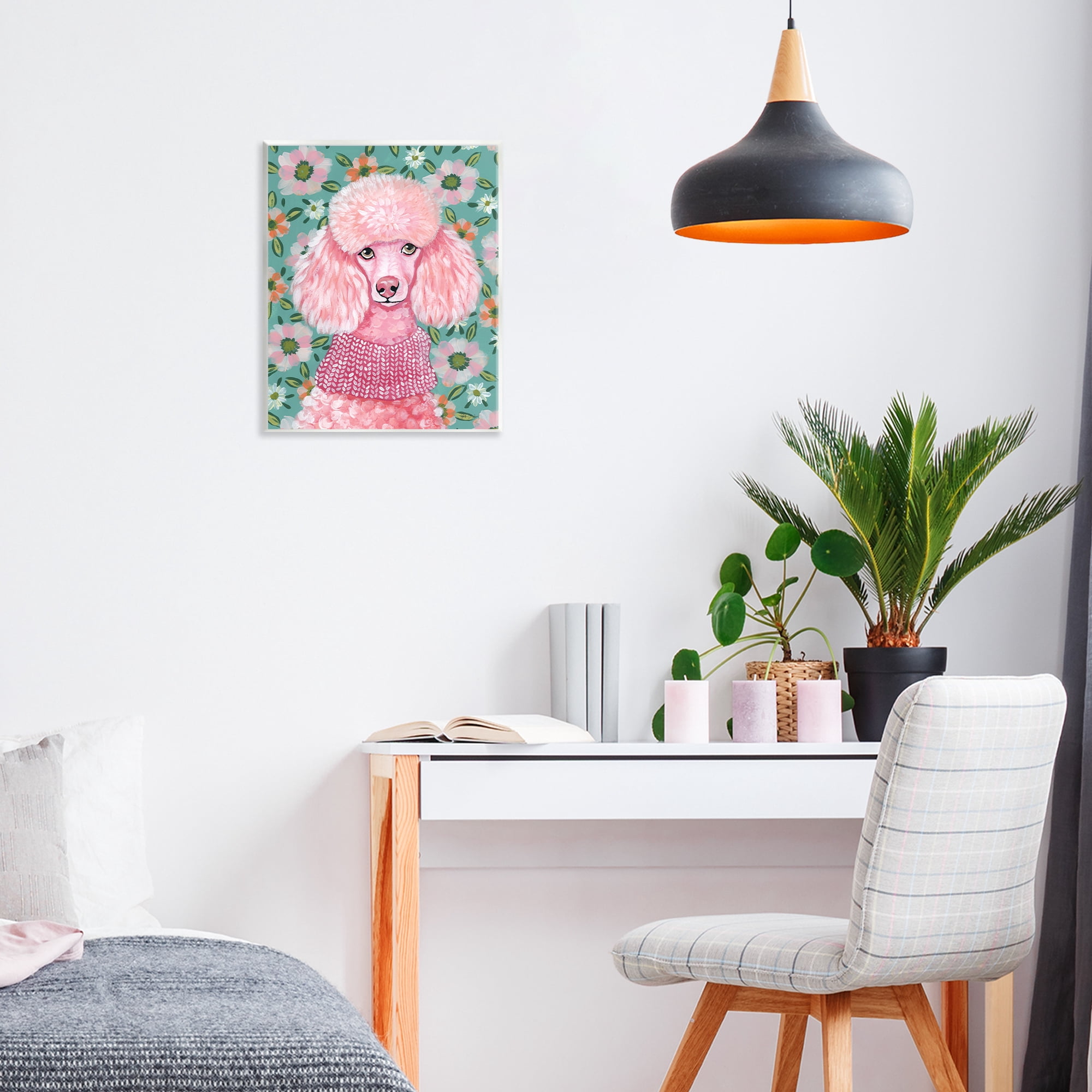 Stupell Industries Floral Poodle In Pink Wall Plaque Art, design by Yvette St. Amant