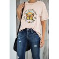 thumbnail image 2 of POGLIP Women's Pink LOVE BUTTERFLY Animal Floral Print Graphic Tee, 2 of 6
