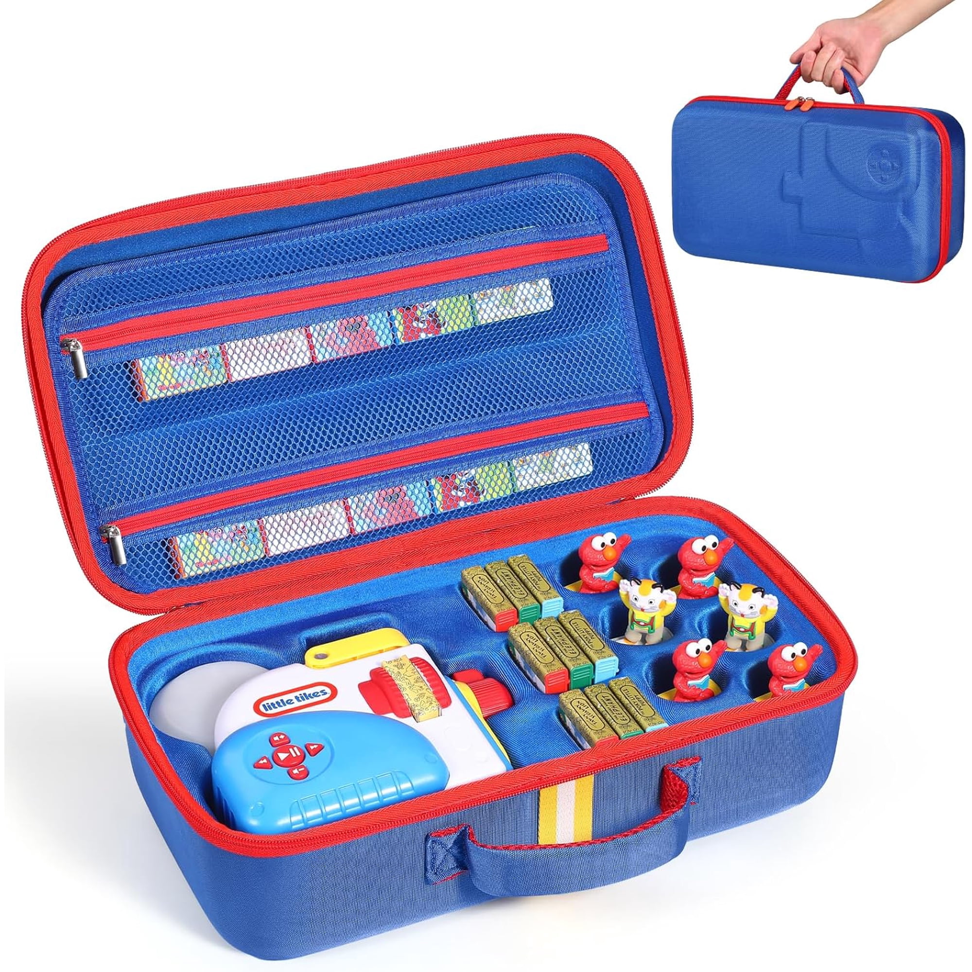 Hard Carrying Case Fits for Little Tikes Story Dream Machine Books Starter Set, Large Protective Travel Container Case for Storytime Audio Play Real for Littles Character Collection, Blue (Box Only)