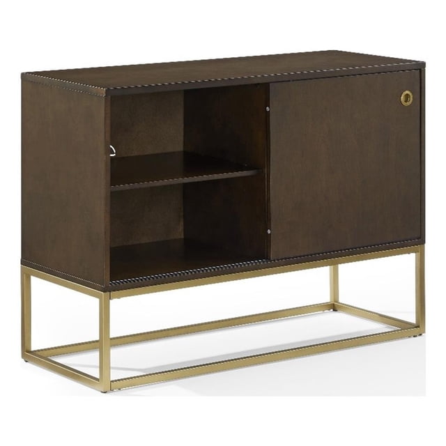 Crosley Furniture Byron MDF Wood and Steel Media Console in Dark Brown/Gold