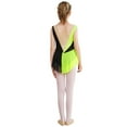 thumbnail image 5 of Aiihoo Kids Girls Shiny Rhinestone Mesh Leotard Splice Figure Skating Jumpsuit Gymnastics Leotard Dress Fluorescent Yellow 12, 5 of 7