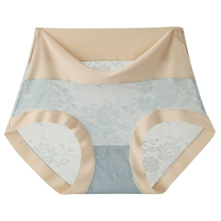 Scyoekwg Womens Underwear High Waisted Underwear Hipster Panties Comfort Solid Color Ladies Underpants Lace Stretchy Underpants(Light Blue XL)
