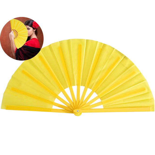 Dvruxg Large Folding Hand Rave Fan - Vibrant Nylon Cloth for Kung Fu, Tai Chi, Dance, Music Festivals, Parties & Decorations