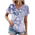 thumbnail image 2 of SEMPAI T-Shirts Women tops Short Sleeve V-Neck Womens Summer tops Summer tops Classic Fit Trendy Print Oversized T-shirts for Ladies Womens tops, 2 of 4