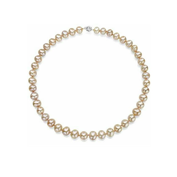 ADDURN 7-8mm Pink Genuine Cultured Freshwater Pearl 18" Necklace and Sterling Silver Ball Clasp
