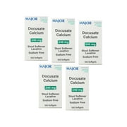 5 Pack - Major Docusate Calcium 240mg Stool Softener Laxative Softgels, 100 Count