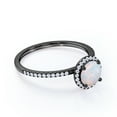 thumbnail image 2 of JeenMata Vintage 1.75 ct Round Cut Opal and Moissanite Halo Engagement Ring in 18k Black Gold over Silver, 2 of 7