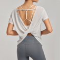 thumbnail image 2 of Womens Open Back Workout Top Twist Back Backless Athletic Shirt Breathable Summer Yoga Running Gym Activewear, 2 of 8