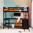 thumbnail image 2 of JERFIT Full Loft Bed with Shelves, Desk, Espresso, 2 of 10