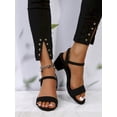 thumbnail image 2 of Women's Ankle Strap Sandals, Faux Suede Chunky Heeled Footwear, 2 of 12