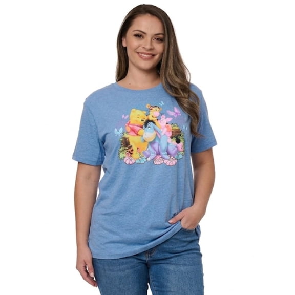 Womens Plus Size Winnie The Pooh Eeyore Tigger Piglet T-Shirt Blue