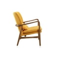 thumbnail image 3 of Manhattan Comfort Bradley Chaise d'Appoint en Lin Jaune et Noyer, 3 of 3