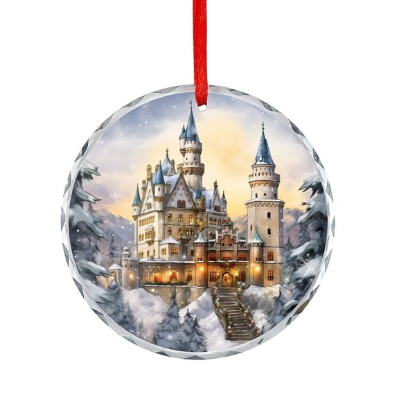German Castle Ornament Collectible Souvenir Round Ornament Appreciation Gift for Xmas Friend Bestie Nurse Teacher Mentor Boss Coworker