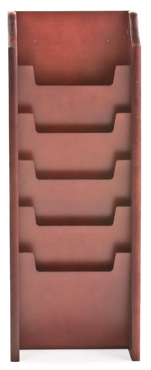 Wall Mounted Magazine Rack with Tiered Design, 5 Pockets, Solid Oak ...