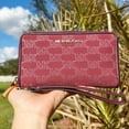 thumbnail image 4 of Michael Kors Women's Jet Set Travel Large Canvas Flat Phone Wallet  Wristlet (Mulberry Multi), 4 of 7