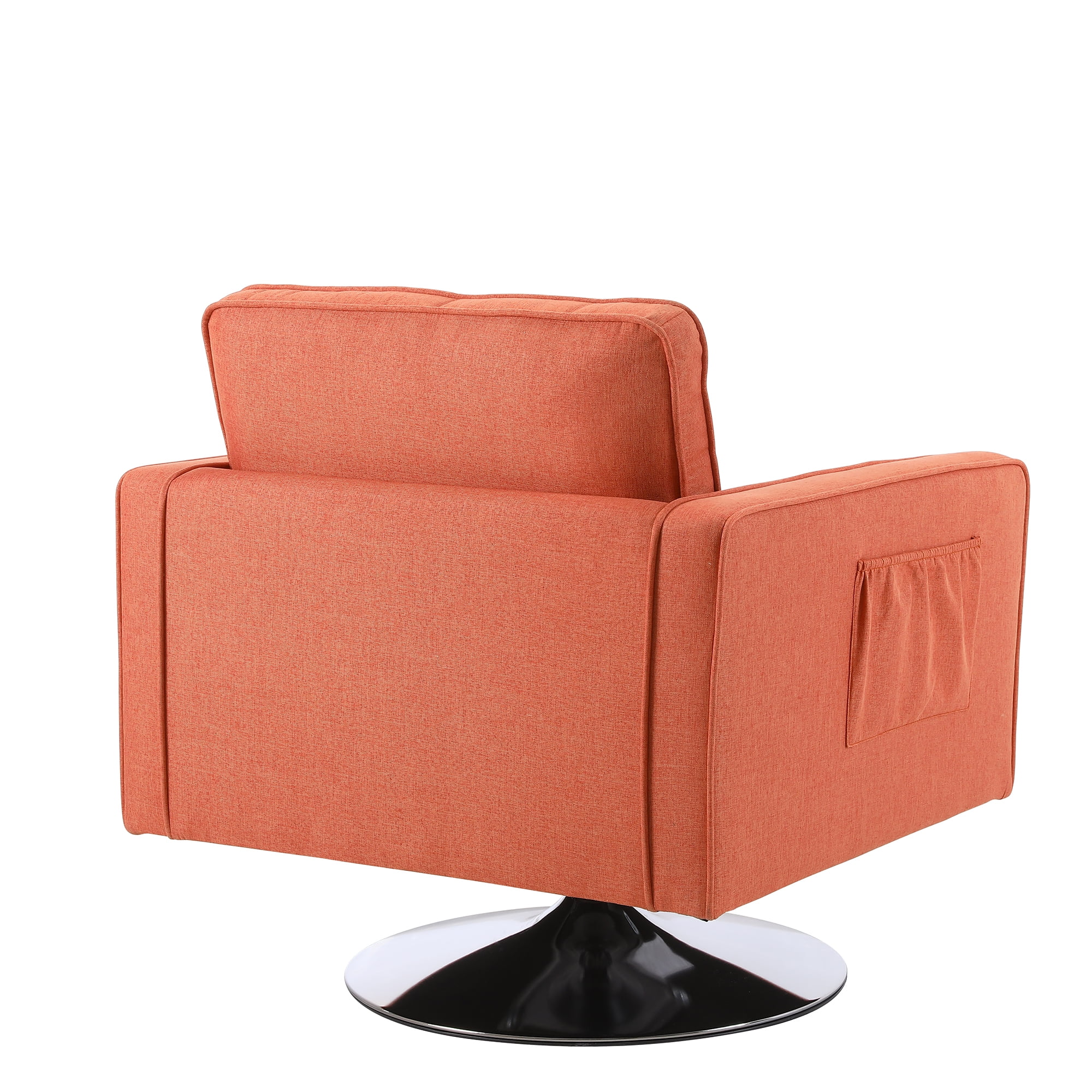 Kadyn Swivel Accent Barrel Chair, Linen Armchair with 360 Degree Swiveling and Side Pocket for Living Room, Orange Kadyn Swivel Accent Barrel Chair, Linen Armchair with 360 Degree Swiveling and Side Pocket for Living Room, Orange