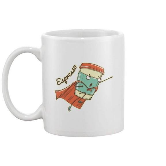 Espresso Coffee Cup Superhero Mug -Image by Shutterstock