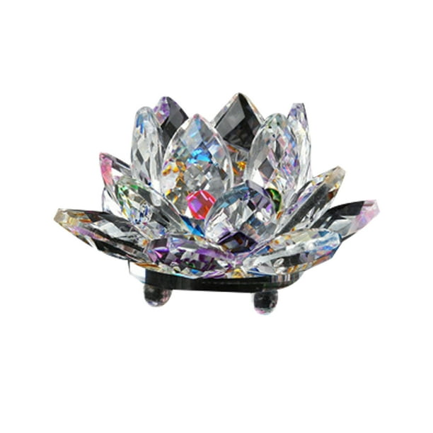 Velas con Cristales Candelabra de Vidrio de Cristal de Color Lámpara de Té 120 Mm de Diámetro, Símbolo Budista para la Buena Suerte Iluminación Feng Shui Decoración Del Hogar Conductor de Energía