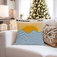 thumbnail image 4 of Ethan Taylor Abstract Throw Pillow Soft Cushion Cover 'Bauhaus Waves & Sun in Blue and Orange Patterns Waves' Bohemian Pattern Decorative Square Accent Pillow Case, 20x20 Inches, Blue, Orange, 4 of 5