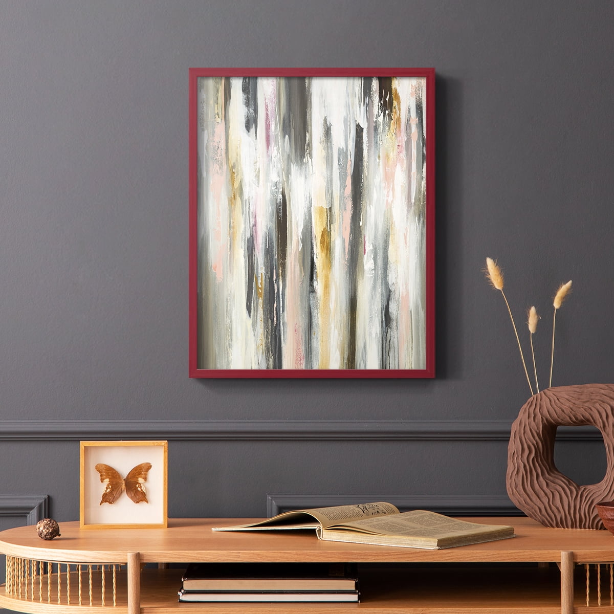 Color Ripple II Framed Print in Red Solid Wood Framed Print No Nail Hanging