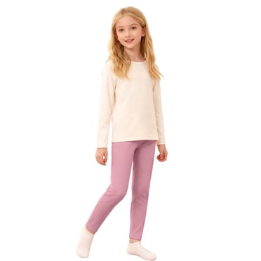 Xijirk Girls Pants,Winter Lined Leggings Thickened Thermal Tights Soft Stretchy Base Layer Pants for Toddler to Big Kids Cold Weather Outfits,Girls Sweatpants,4-5 Years,Pink