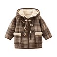 thumbnail image 5 of Ruyang Toddler Boys Plaid Hooded Coat Button Long Sleeve Jacket Sherpa Lined Warm Mid Length Overcoat Kids Winter Outerwear, 5 of 6