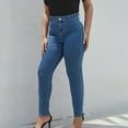 thumbnail image 4 of FrzhBrz Jeans for Women Slim Fit Mid Waist Jeans Solid Color Straight Leg Denim Jeans, 4 of 7